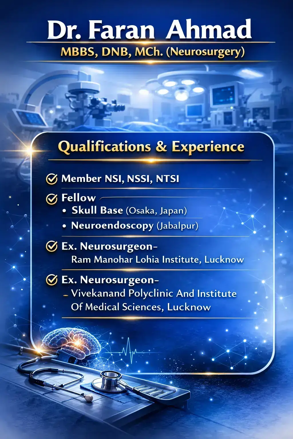 Dr. Faran Ahmad doctor qualification certificate at Imperia Hospital Lucknow